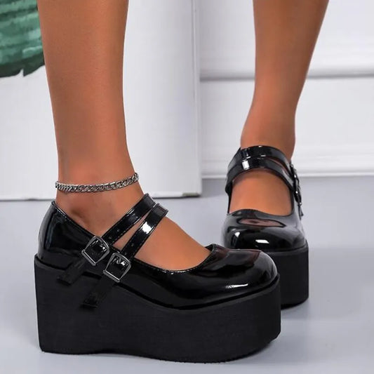 Futurecen Brand New Female Lolita Cute Mary Janes Pumps Platform Wedges High Heels women's Pumps Sweet Gothic Punk Shoes Woman