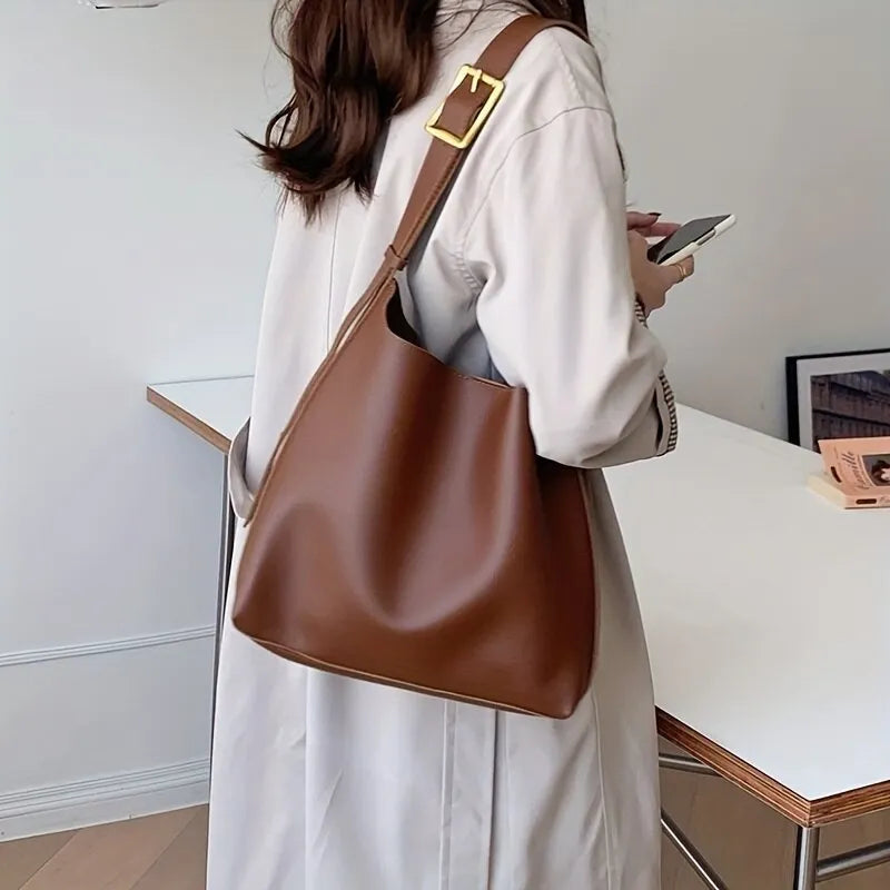 binfenxie All-Match Women Shoulder Bag Solid Fashion Handbag Crossbody Bag Women's Minimalist PU Leather Bag For Work