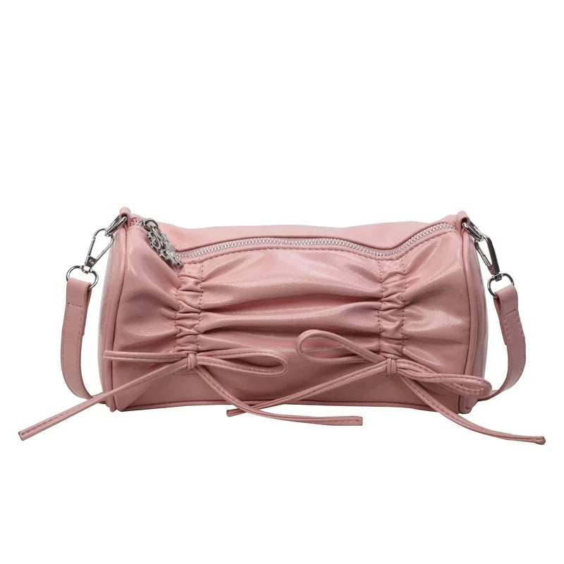 binfenxie High-quality Sewing Thread Zipper Women's Shoulder Bag New Sweet and Fashionable Pleated Crossbody Bag