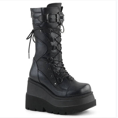 Women High Boots Cosplay Mid-calf Boots High Platform Wedges Boots  Autumn Winter New Designer Gothic Shoes for Women Botas