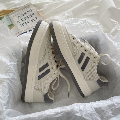 Women White Korean Flat Casual Canvas Sports Shoes Sneakers Platform Autumn Running Spring Rubber Vulcanize Trainers