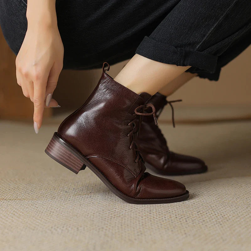 New Autumn Ankle Boots Winter Genuine Leather Women Boots Chelsea Boots Women Shoes Real Leather Shoes Retro Platform Boots