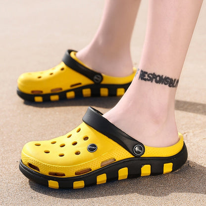 Garden Clogs Women Men Thick Platform Beach Slides Holiday Sandal Non-Slip Flip Flops Indoor Outside Wear Cut Cartoon Hole Shoes