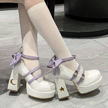 Y2k Chunky Platform High Heels Pumps Women  Spring Punk Thick Heel Mary Jane Lolita Shoes Woman Patent Leather Cosplay Shoes