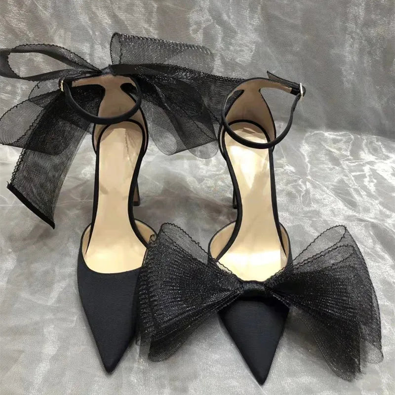 Futurecen Brand Fashion bowknot Women Pumps Luxury Satin Thin High heels Party Prom Sandals Spring Summer Female Wedding Bridal Shoes