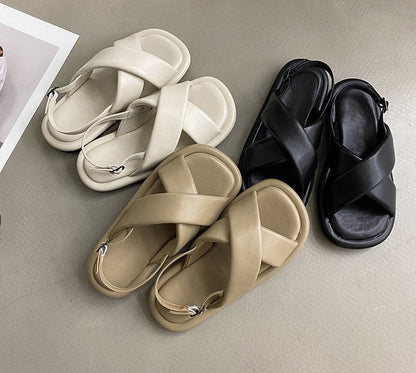 Summer New Women Sandal Fashion Open Toe Ladies Elegant Gladiator Shoes Flats Heel Outdoor Beach Shoes