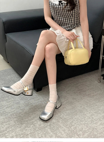 Futurecen Spring Women Mary Jane Shoes Fashion Shallow Buckle Ladies Elegant Square Heel Single Shoes Street Style Pumps Shoes