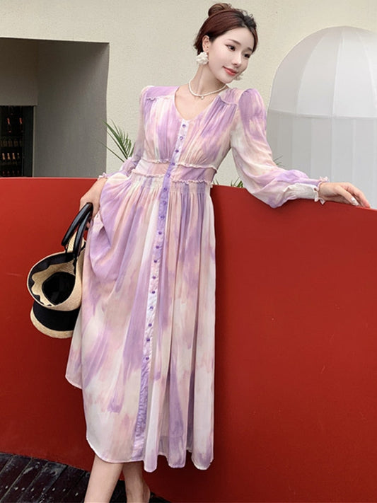 Summer New Women Fashion Elegant White Midi Dresses Vintage Princess Female Party A Line Clothes Vestdios