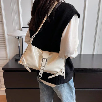 binfenxie PU High Quality Women's Bag Fashionable, Simple, Large Capacity High Quality Shoulder Bag Summer Solid Color Versatile Handbag