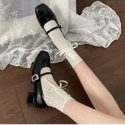 Futurecen Designer Women Mary Jane Shoes Fashion Eelgant Shallow Buckle Ladies Thick Heel Shoes Comfort Dress Silvery Pumps