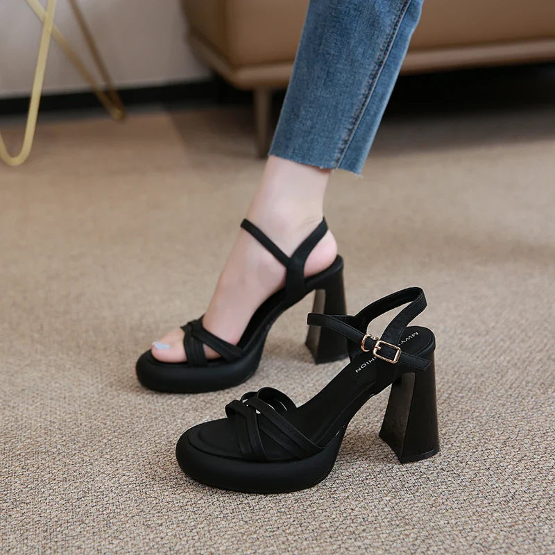 Summer Open Toe Women Sandals Fashion Platform Thick High Heel Outdoor Dress Sandal Women's Shoes