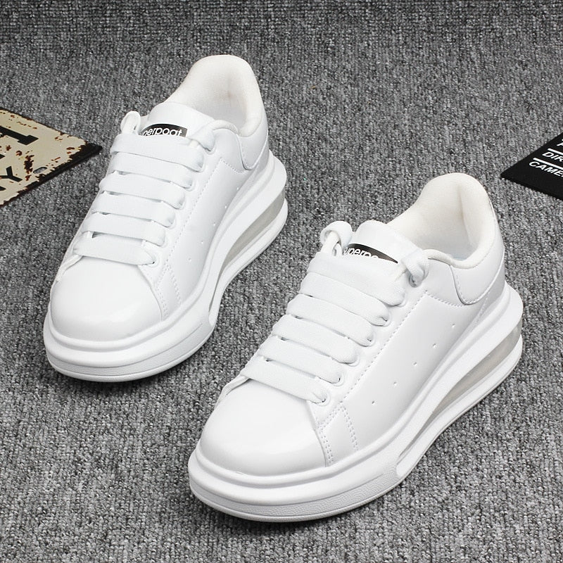 Shiny patent leather small white shoes women's couple models air cushion women's skateboard shoes sneakers women