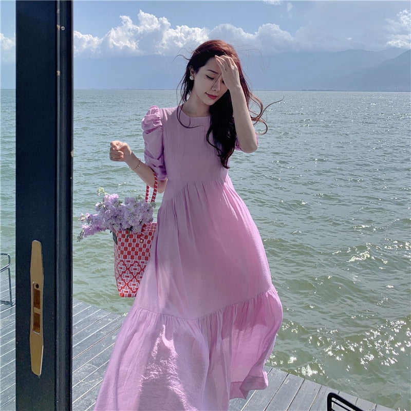 Women Purple Long Backless Dress Summer Runway Elegant Fairy Vintage Dress Beach Vacation Party Night Long Vestido New