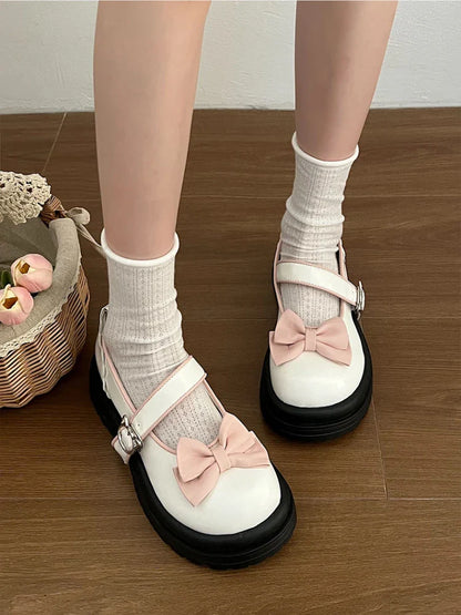 Futurecen Japanese Style Lolita Mary Janes Shoes Women Vintage Sweet Buckle Strap Pumps Shoes Female Casual Bow Korean Designer Shoes