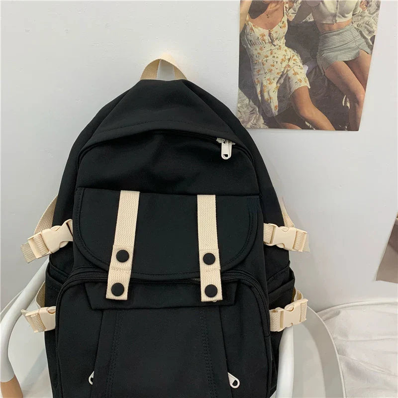 binfenxie Preppy Vintage Y2k Aesthetic Grunge Backpack Korean High-capacity All Match Schoolbags Women Fashion Casual Students Backpacks