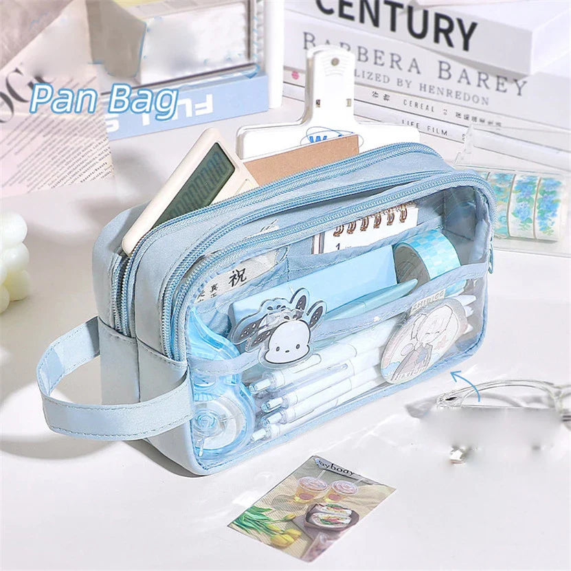 binfenxie Pencil Case Transparent Pencil Box Kawaii Stationery Pen Bag Estuche Piornik Astuccio Scuola Portable School Supplies Korean