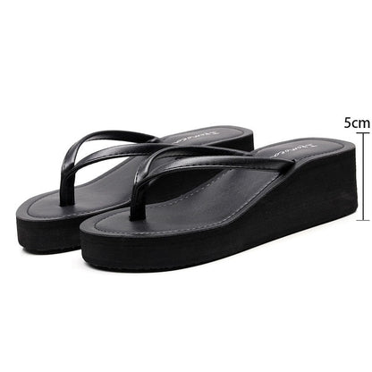 Summer Women Slippers Thick Women Flip Flop Leisure Platform Wedge Sandals Outdoor Leisure Beach Slippers High Heel Women Slides