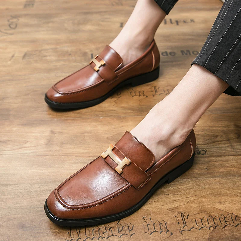 New Fashion Leather Men Party and Wedding Casual Loafers Italian Men's Dress Shoes Comfortable Breathable Men Shoes Big Size 48