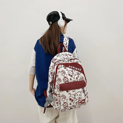 binfenxie New Fashion Girl Graffiti Design Bookbag for Teens Backpack Colleg Cute Schoolbag Laptop Rucksack Women Mochila Travel Bag