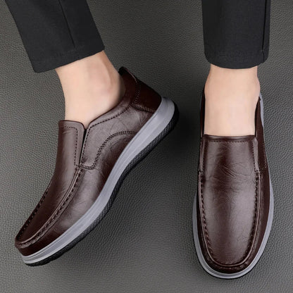 Men Leather Shoes Casual Luxury Brand Soft Mens Sneakers Breathable Lace up Moccasins Mens Business Formal Shoes