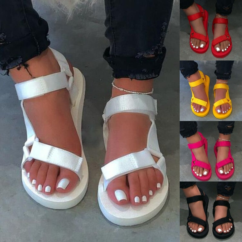 Women Summer Soft Slip Sandals Woman Buckle Strap Foam Sole Durable Sandals Ladies Outdoor Casual Beach Shoes