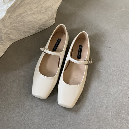 Summer New Brand Women Flats Fashion Square Toe Shallow Mary Jane Shoes Soft Casual Ballet Shoes Slingback Shoes