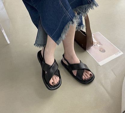 Summer New Women Sandal Fashion Open Toe Ladies Elegant Gladiator Shoes Flats Heel Outdoor Beach Shoes