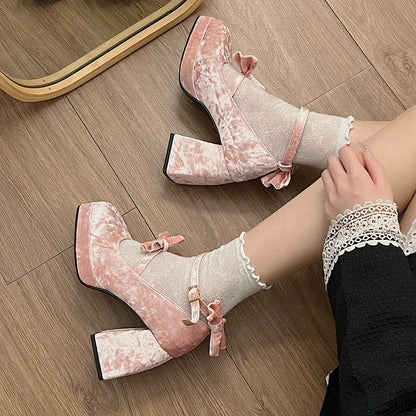 Futurecen 2024 New Elegant Mary Jane High Heels Female Japanese Style Sweet Pink Cute Platform Shoes for Women Fashion Ladies Pumps chic