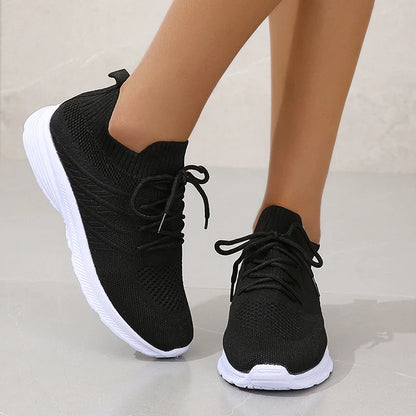 Lightweight Breathable Sneakers Shoes for Women Casual Knitted Mesh Flats Woman Comfort Non Slip Tennis Female Plus Size 43