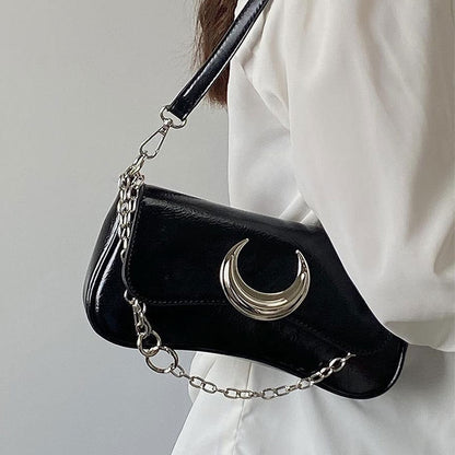 binfenxie Fashion Design Women's Underarm Bag Moon Locking Buckle Female Shoulder Bag PU Leather Ladies Crossbody Bags Purse Handbags