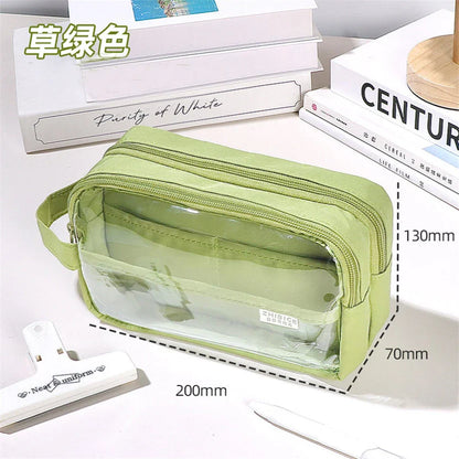 binfenxie Pencil Case Transparent Pencil Box Kawaii Stationery Pen Bag Estuche Piornik Astuccio Scuola Portable School Supplies Korean