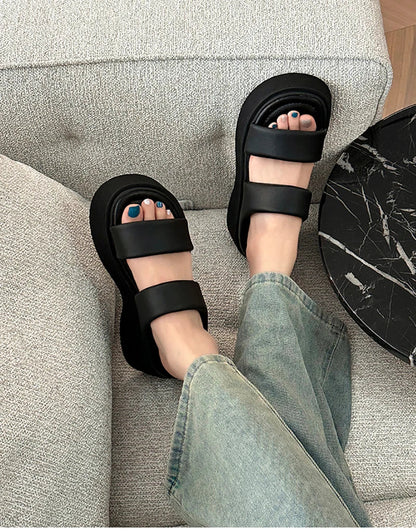 binfenxie Designer Summer Chunky Women Slipper Fashion Open Toe Slip On Ladies Elegant Platform Flats Slides Soft Flat Beach Sandal Shoes