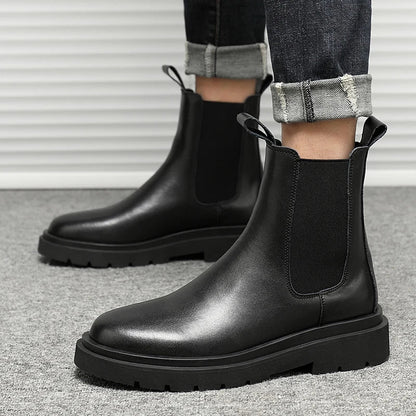 Autumn New Chelsea Boots for Men Black Boots Platform Shoes Fashion Ankle Boots Winter Slip on Men Shoes New Botines Mujer