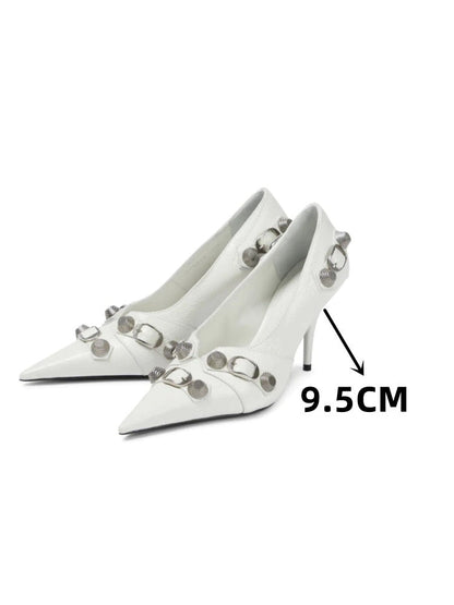 European and American Pointed Thin High-heeled Women's Single Shoes Fashion Rivets New Spring and Summer Sexy Women's Shoes