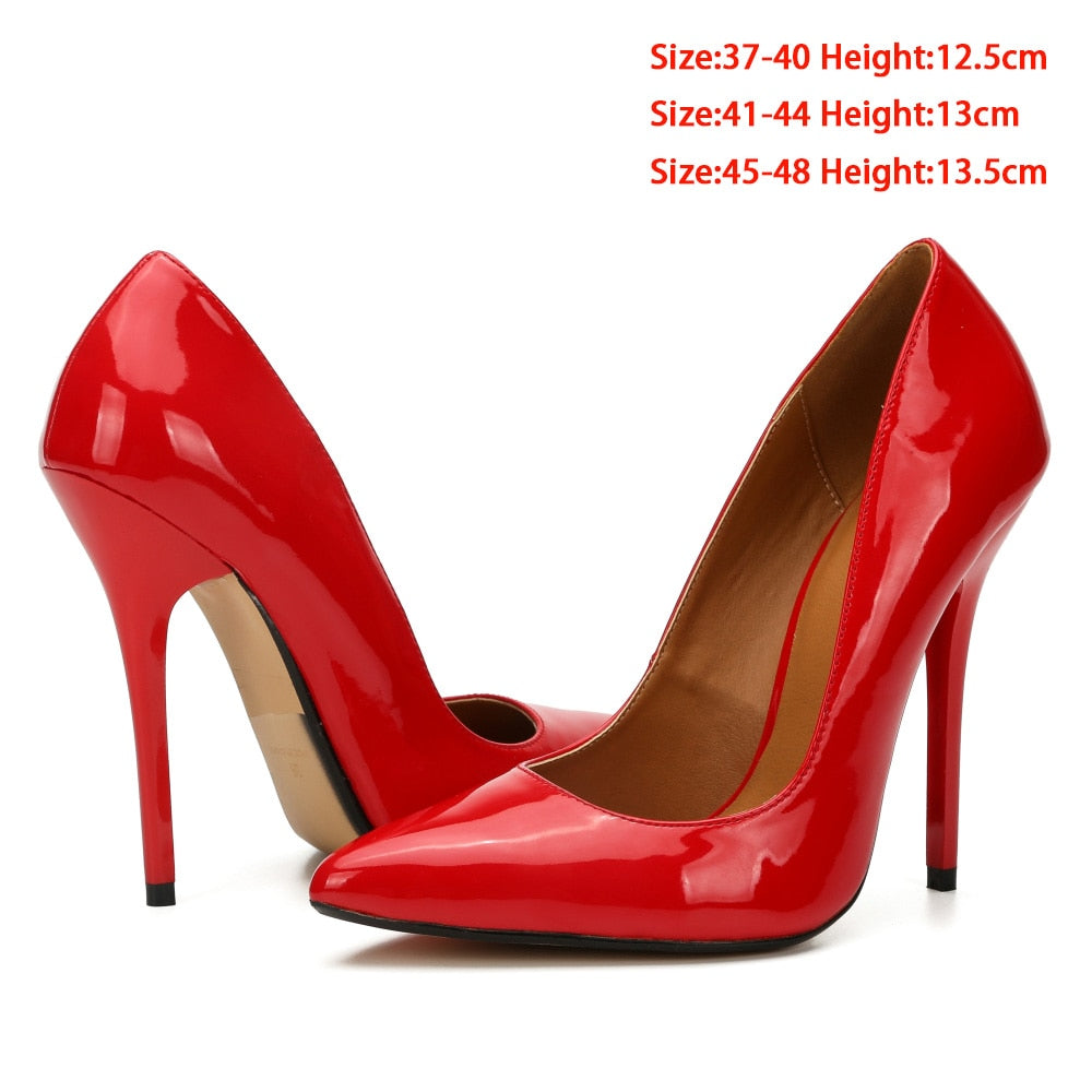 Office High Heels Big Size 48 Women Pumps Stilleto 10/13/15cm Fetish Heeled Shoes Classic Business Shoes Black Red Pink White