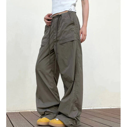 binfenxie Vintage Harajuku Oversized Pants Women America Retro Baggy Casual New Cargo Trousers Man Y2k Summer Streetwear Loose