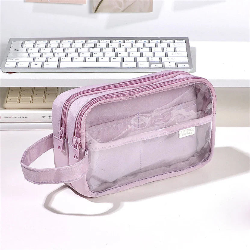 binfenxie Pencil Case Transparent Pencil Box Kawaii Stationery Pen Bag Estuche Piornik Astuccio Scuola Portable School Supplies Korean