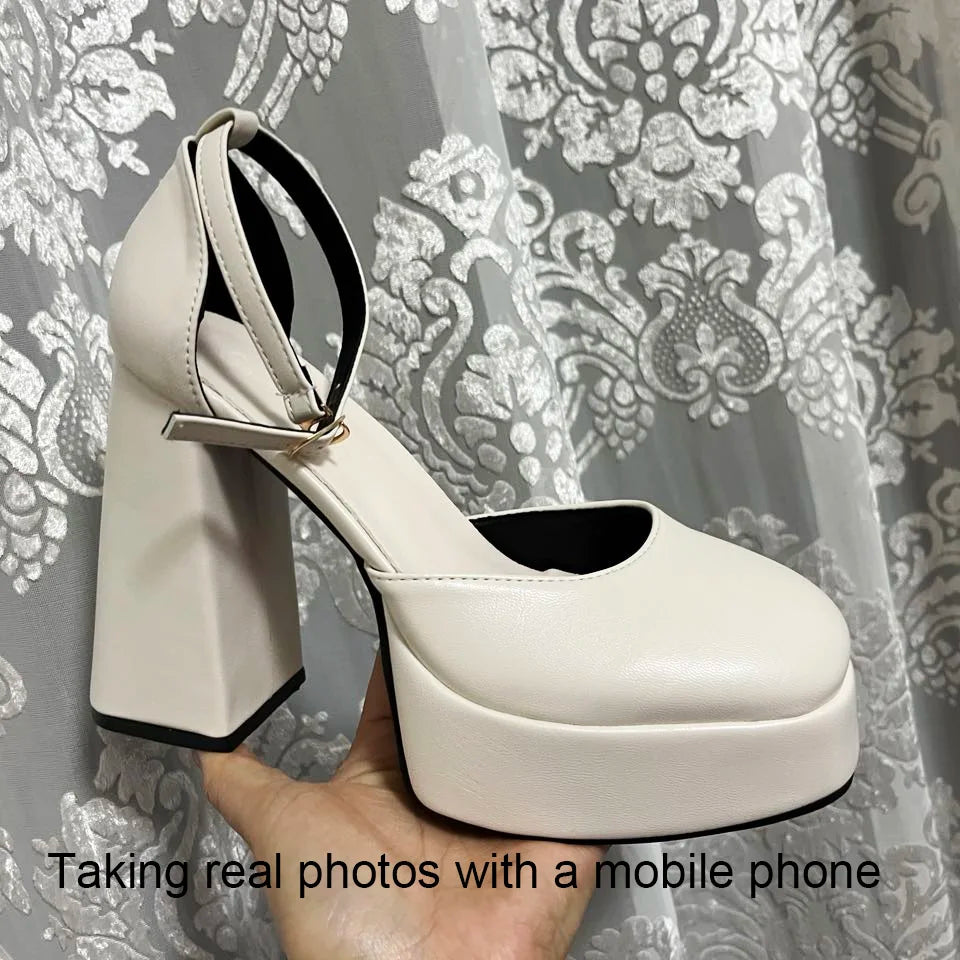 Futurecen Platform High Heels for Women Lolita Mary Janes Shoes autumn New Ladies Round Toe Buckle Strap Pumps Elegant Female Shoes