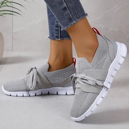 Brown Knit Breathable Sneakers Shoes Women New Soft Sole Platform Flats Woman Plus Size 43 Non Slip Casual Shoes