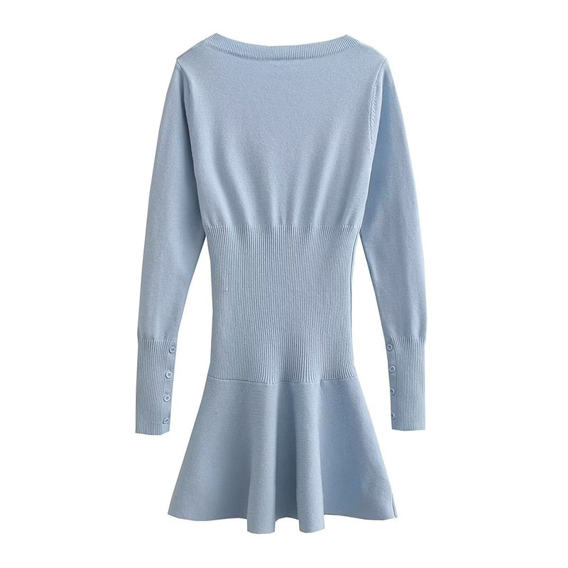 Spring Short Dress For Women Casual Buttom Long Sleeve Dresses Mini Pleated Skirt 90s High Street Y2k Dress