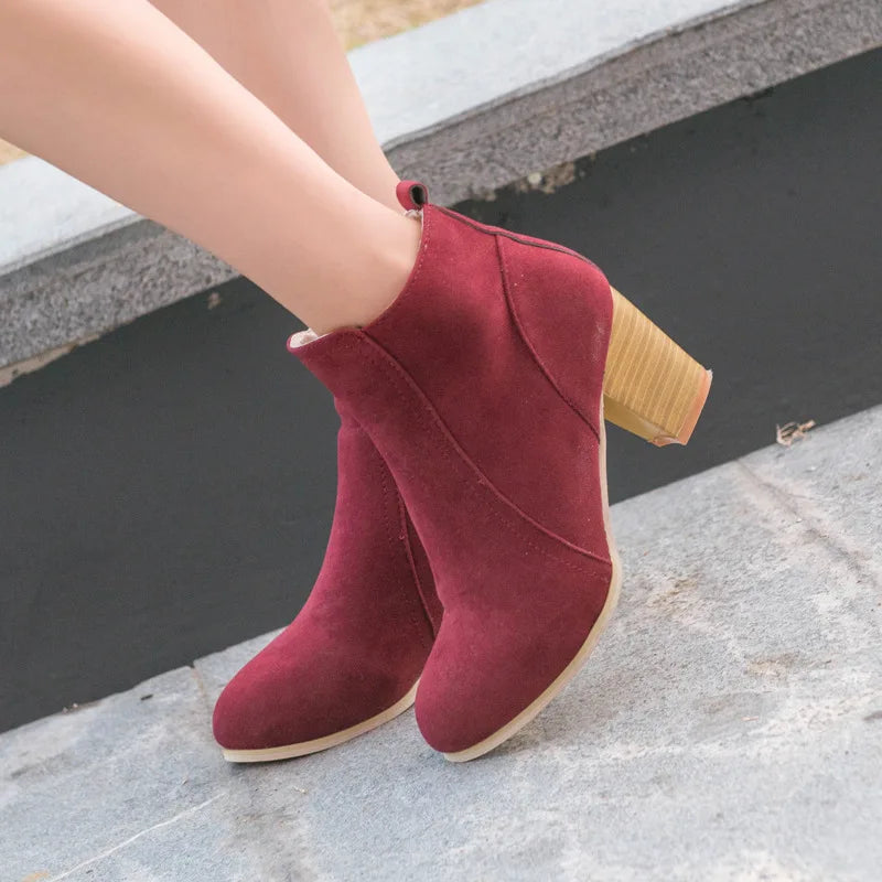 Booties Woman Autumn Winter Chunky Heels Zip Shoes Luxury Fashion Chelsea Ankle Women's Boots Size 41