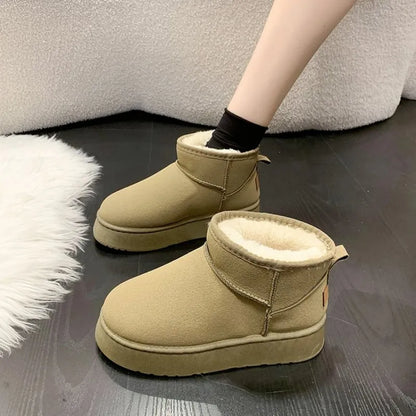 New Classic Thickened Fluff Women's Snow Boots Comfortable Warm Ankle Boots Women Winter Ladies Shoes Chunky Botas Mujer