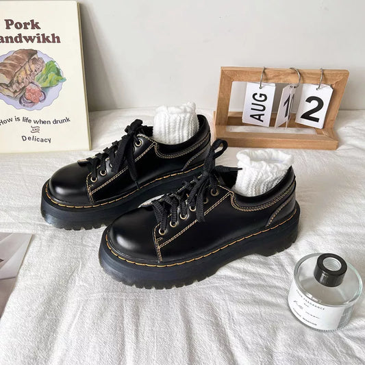 Shoes On Heels Round Toe All-Match Female Footwear Oxfords Women's Clogs Platform Casual Sneaker Modis Comfortable Dress Summer