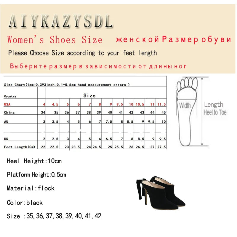 Futurecen  -  New Designer Women Pumps Ankle Strap Slip On Slides Pointed Toe Mules Slippers High Heel Shoes Fashion Stilettos