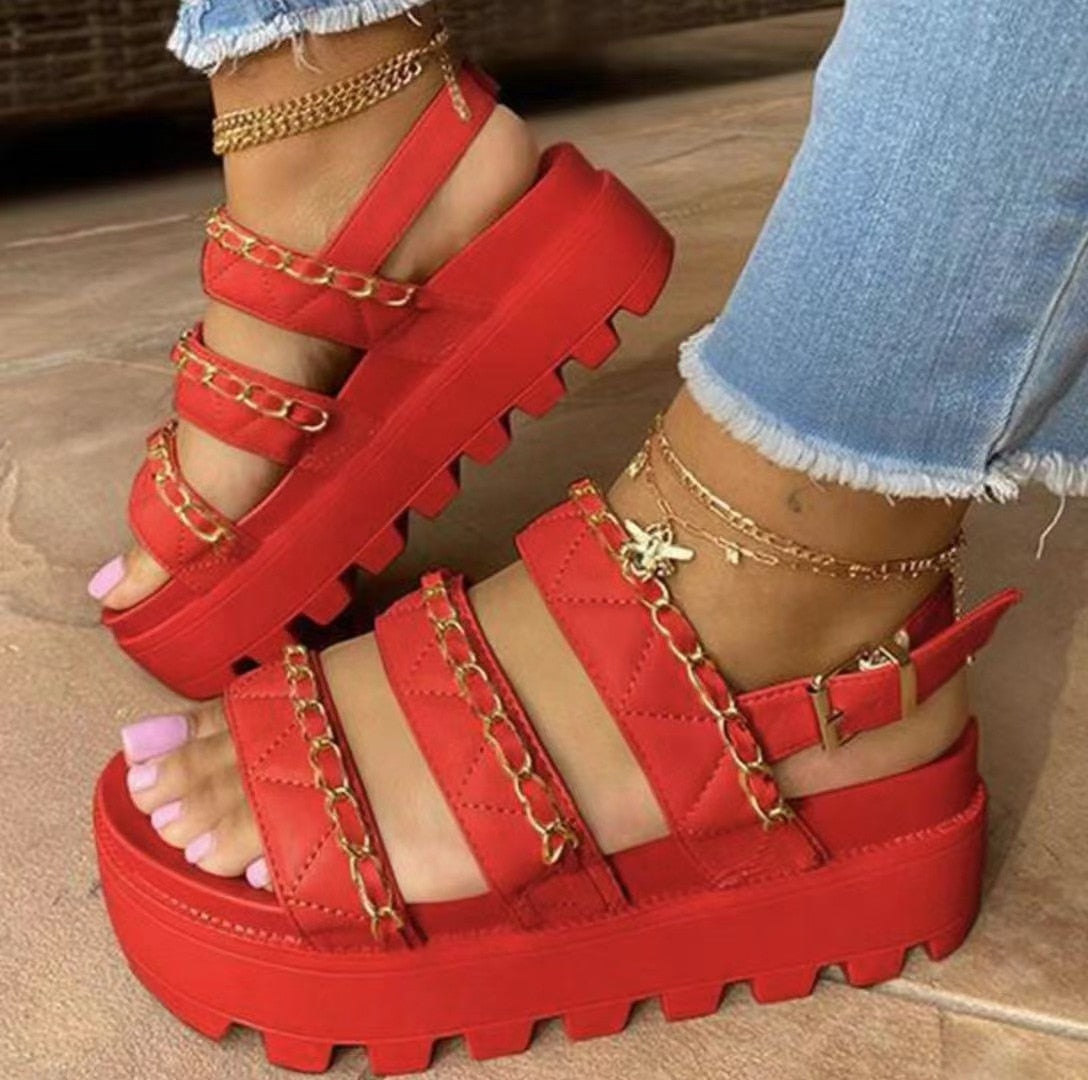 Women Sandals Fashion Platform Gladiator Sandals Open Toe Buckle Strappy Height increase Sandals Summer Women Sandalias