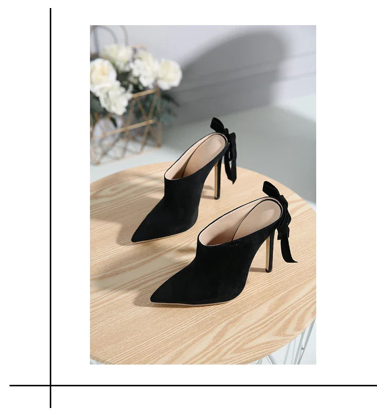 Futurecen  -  New Designer Women Pumps Ankle Strap Slip On Slides Pointed Toe Mules Slippers High Heel Shoes Fashion Stilettos