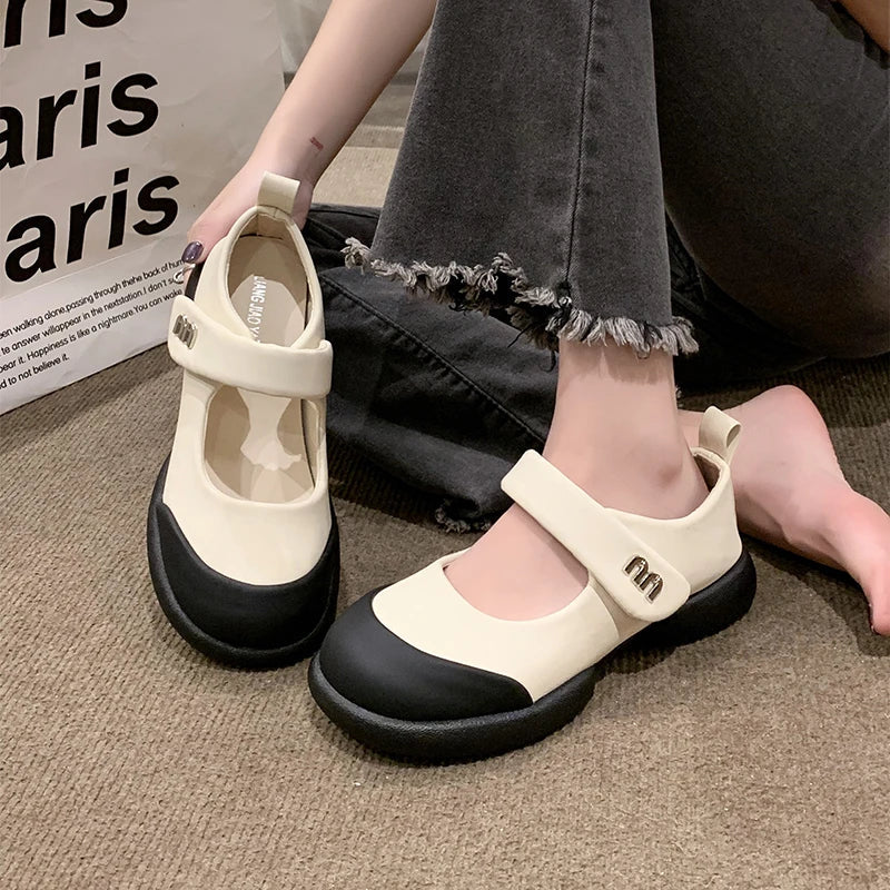 binfenxie  -   New Women Loafers Fashion British Style mary jane Shoes Comfortable Roud Toe Casual Shoes Convenient Ladies Leather Shoes