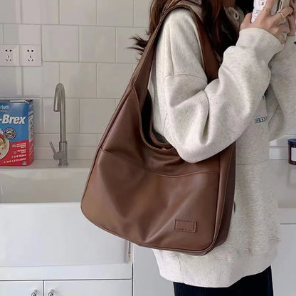 binfenxie Large Capacity Tote Bag Women's New Trendy Shoulder Bag Simple and Versatile Commuter Bag Fashion Trendy Student Classroom Bag