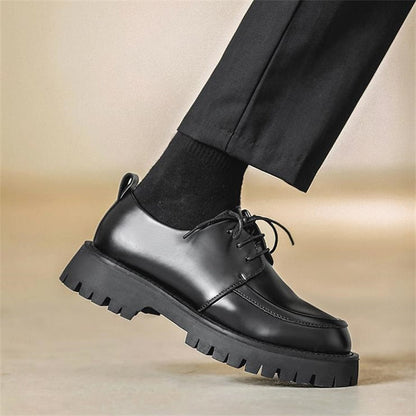 Summer Spring Men Leather Flats British Style Breathable Male Formal Shoes Casual Round Toe Thick Bottom Business Man Shoes