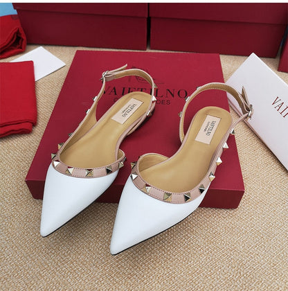 Women Flats Shoes Rivet Shoes with Buckles Pointed Toe Patent Leather Gladiator Sexy Stud Women Ballet Flat Shoes Sandals